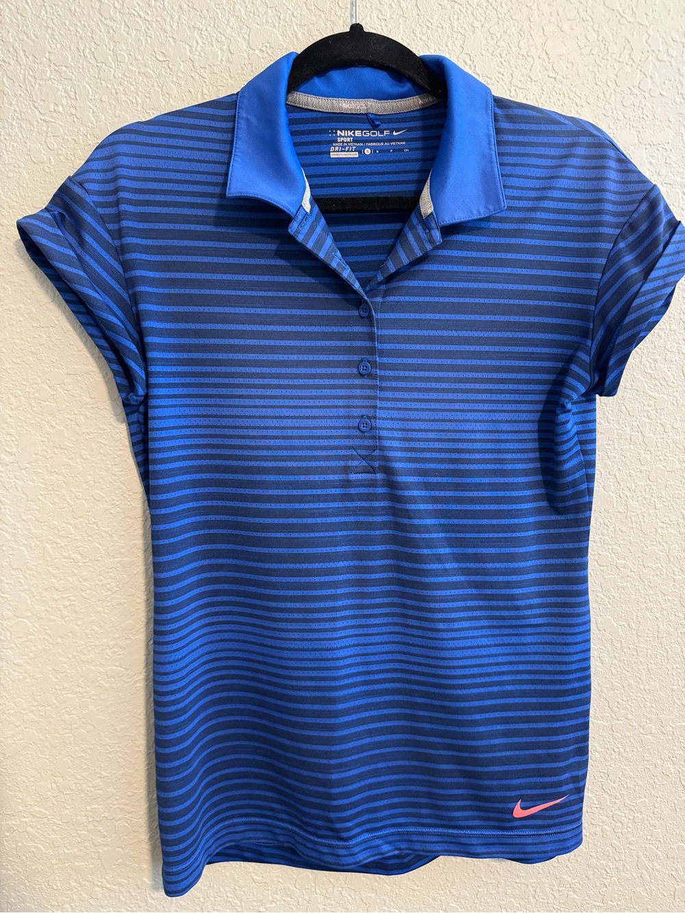 Nike Blue Striped Women's Golf Polo